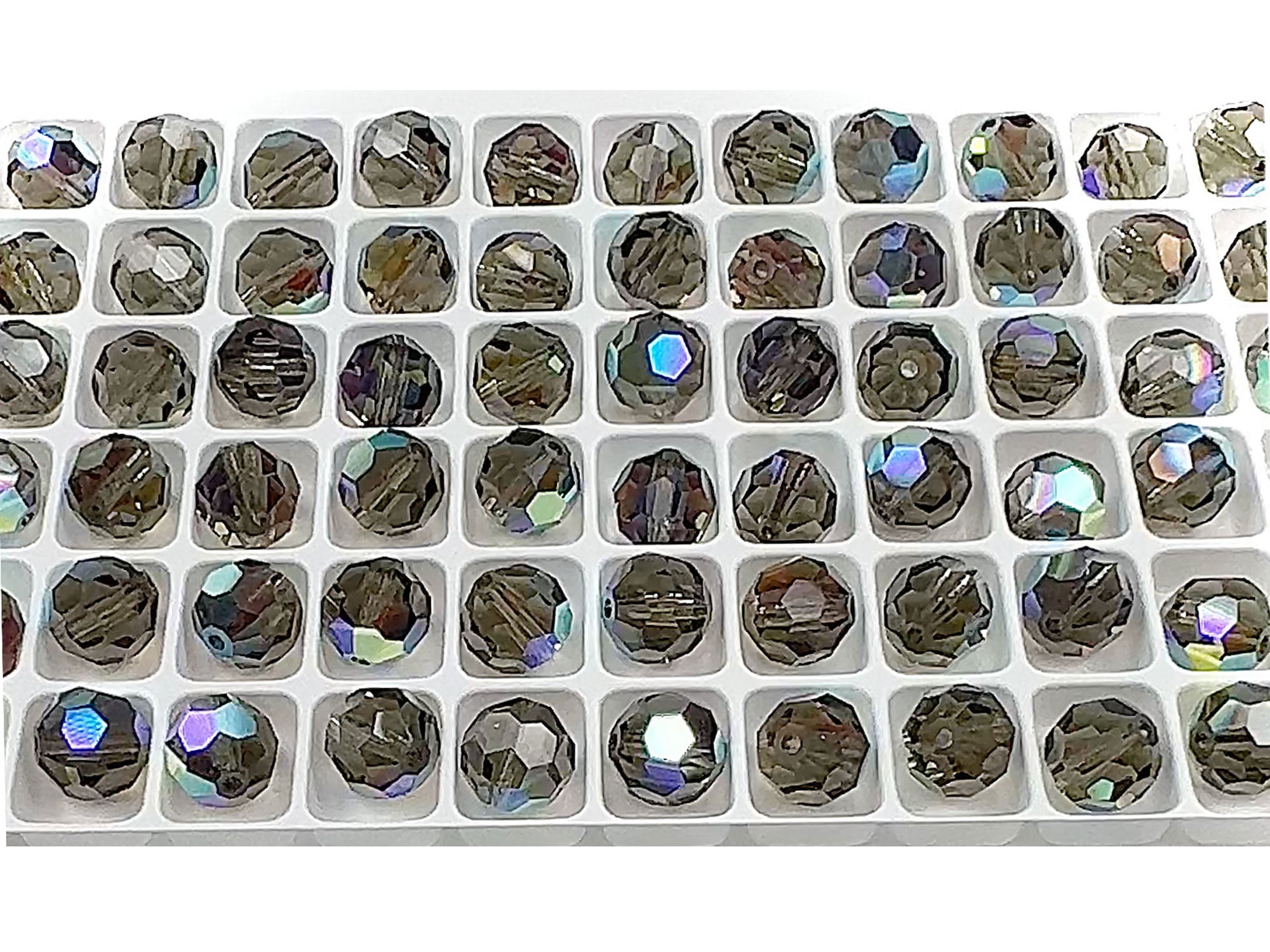 Black Diamond AB coated Czech Machine Cut Round Crystal Beads grey coated with Aurora Borealis 8mm 10mm Rosary Beads
