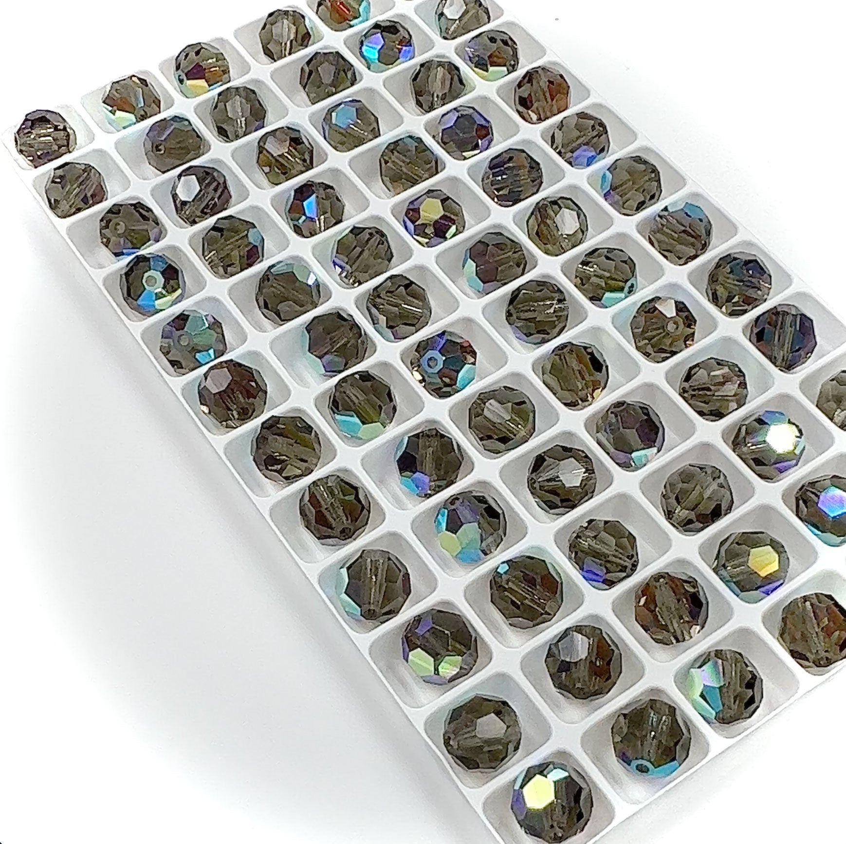 Black Diamond AB coated Czech Machine Cut Round Crystal Beads grey coated with Aurora Borealis 8mm 10mm Rosary Beads