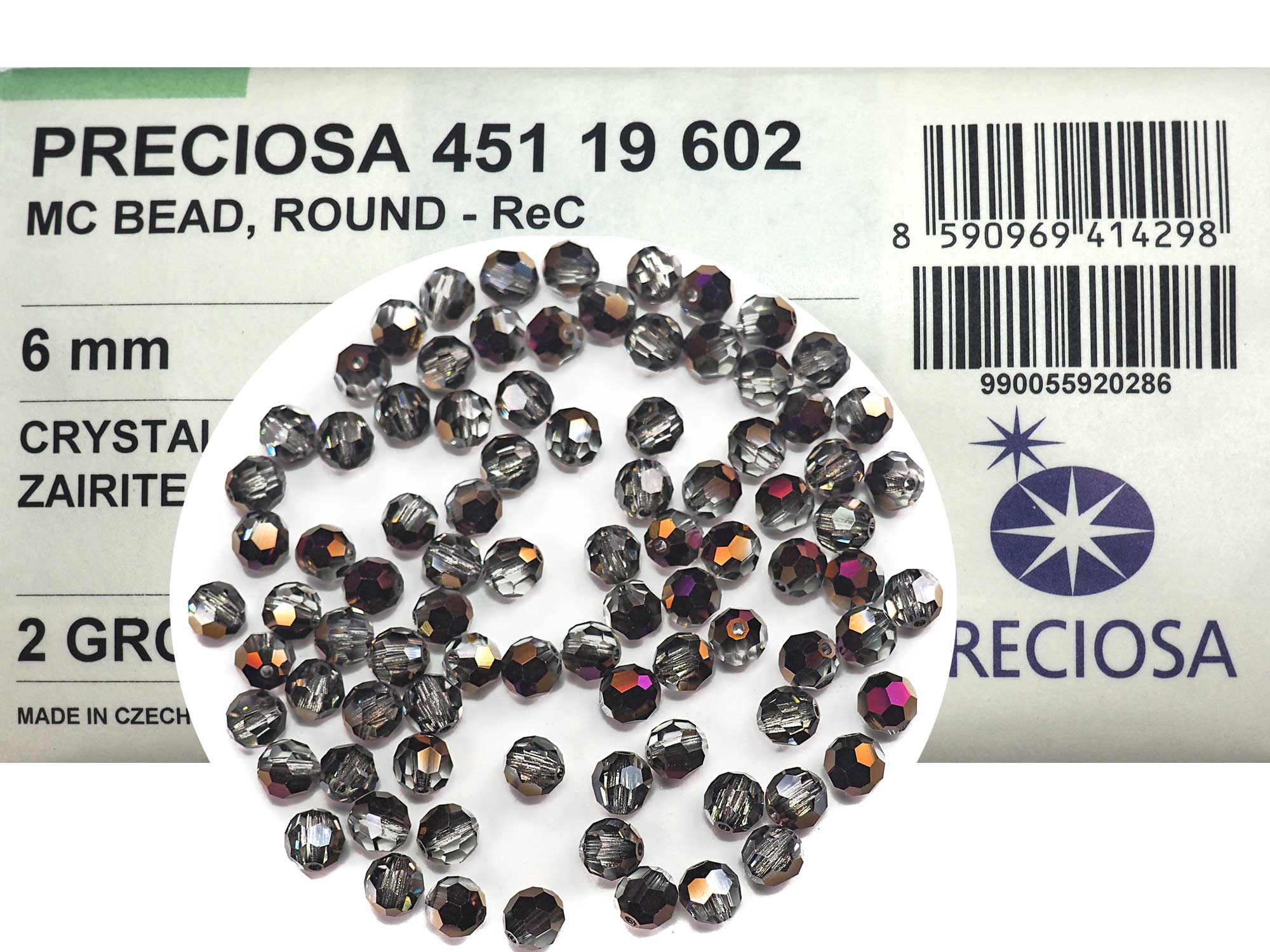 Crystal Zairite coated, Czech Machine Cut Round Crystal Beads