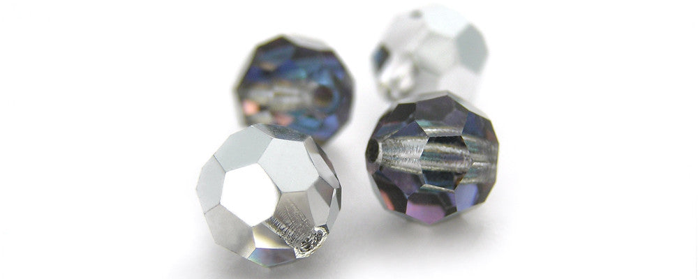 Crystal Bermuda Blue coated, Czech Machine Cut Round Crystal Beads, 4mm, 8mm