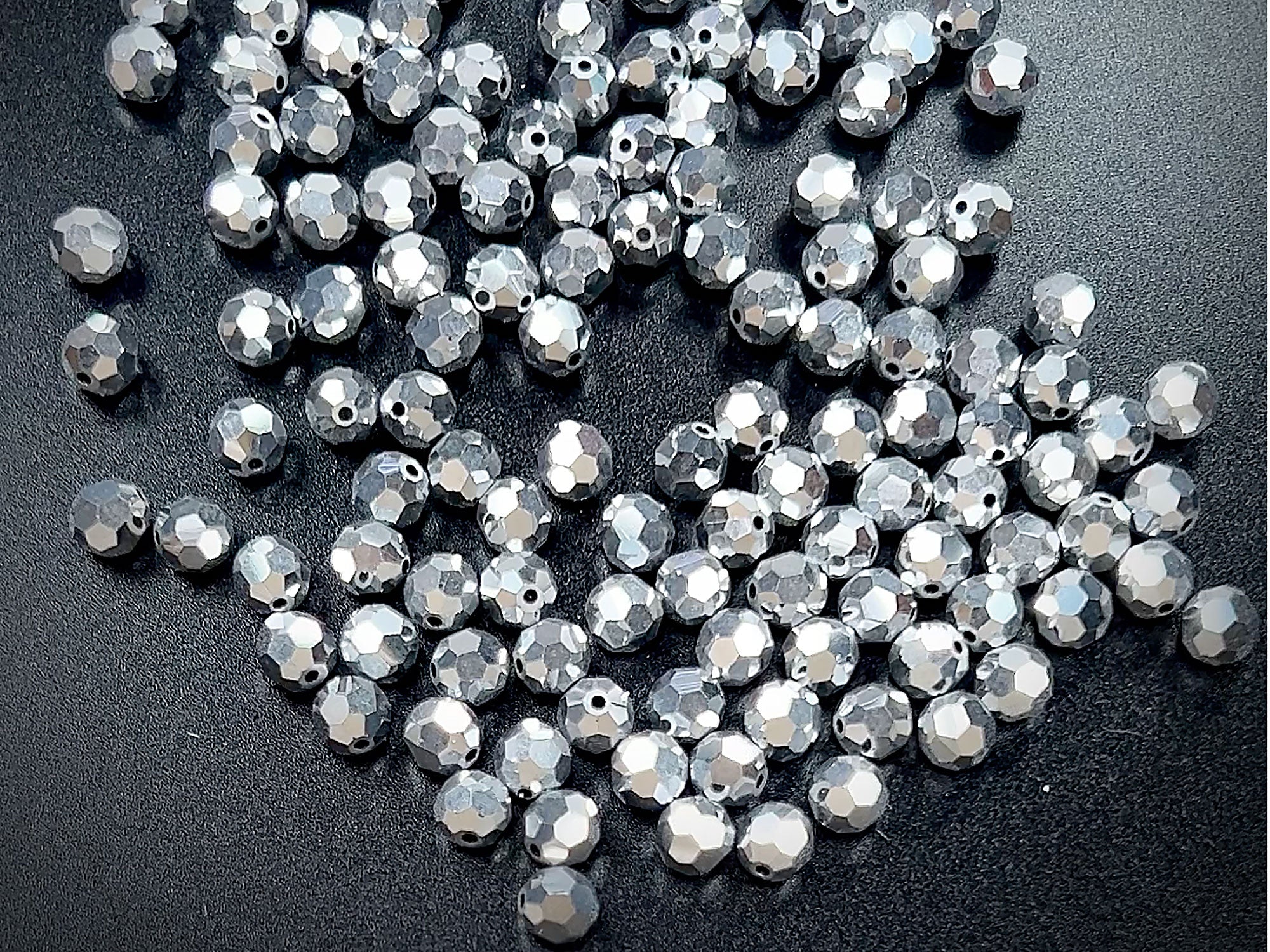 Crystal Labrador Fully coated Czech Machine Cut Round Crystal Beads Silver Rosary Beads 6mm