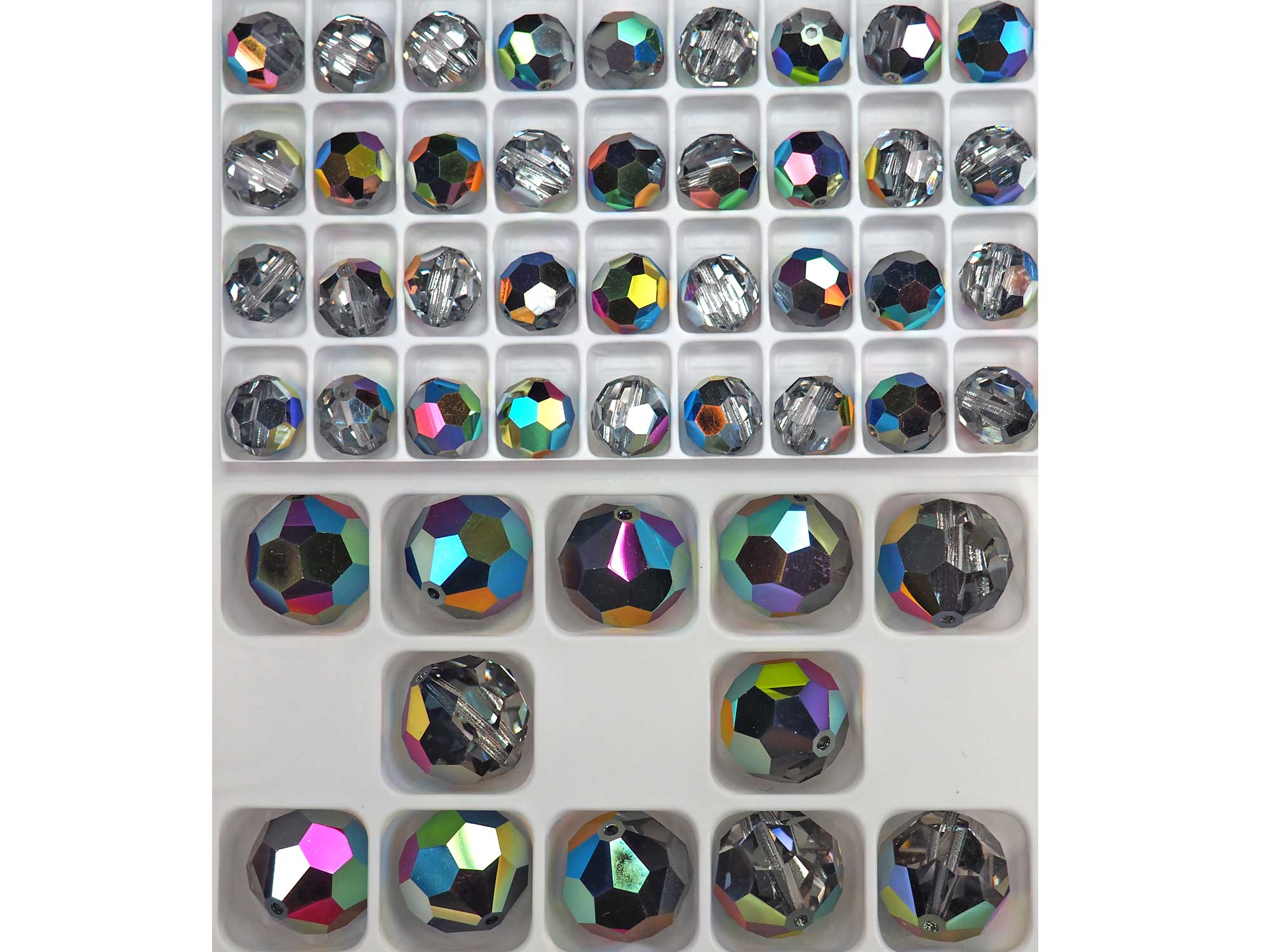 Crystal Vitrail Medium Outside (#28101) coated, Czech Machine Cut Round Crystal Beads (Vitrail Medium and Clear)