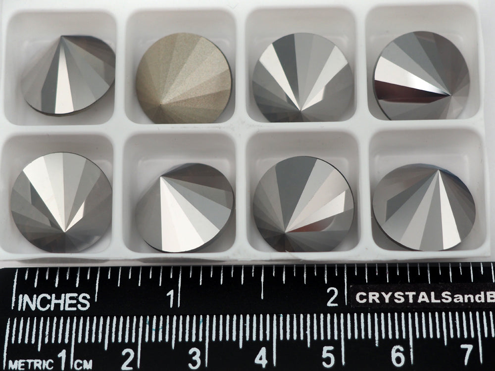 Swarovski Art.# 1222 - Rare Swarovski Elements Asymmetrical Beauty Rivoli Stone #1222, 16mm Crystal Platinum coated, Foiled. Unique Off Centered Rhinestone (cousin of 1122)