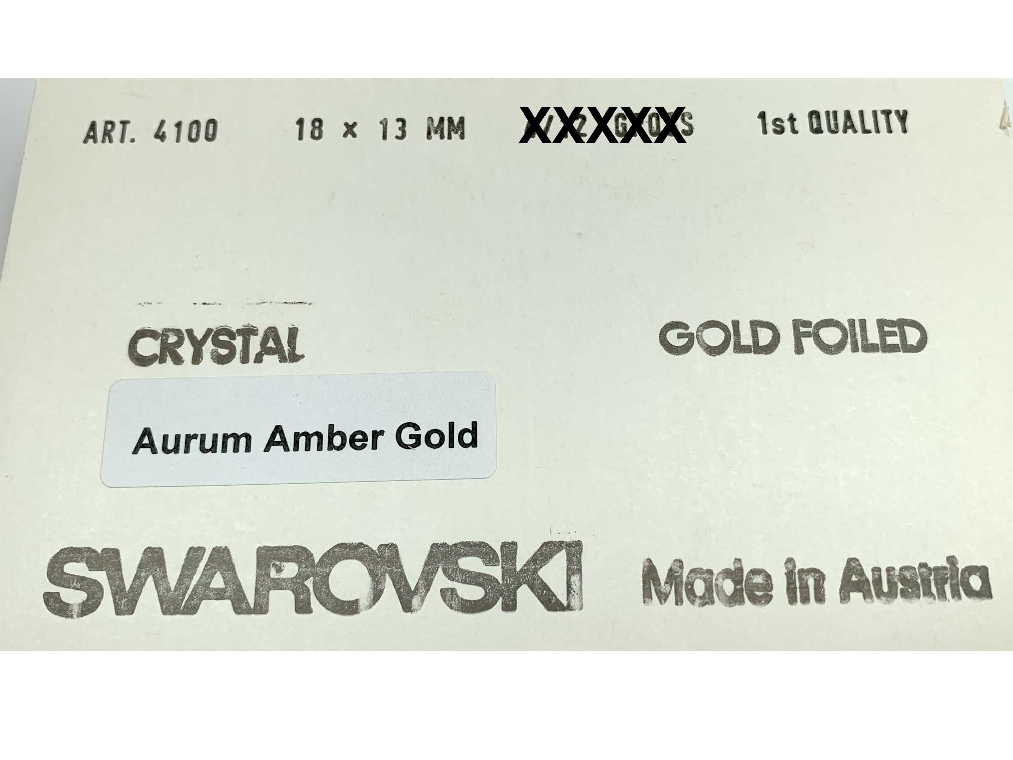 Swarovski Art.# 4100 - Vintage Oval Pointed Back Rhinestones 18x13mm Crystal Aurum Amber Gold custom coated, 4pcs