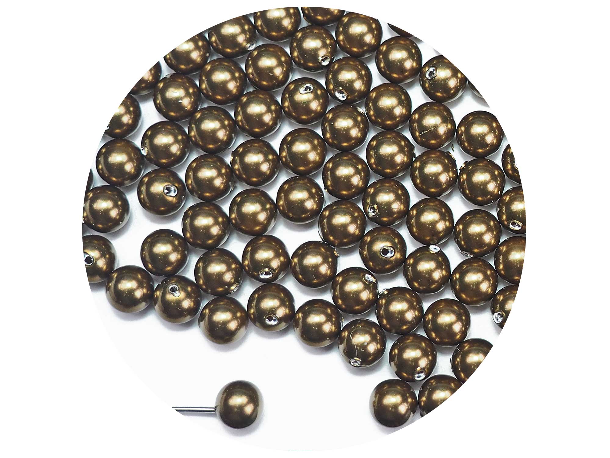 Swarovski Art.# 5818 - Round Crystal Half Drilled Pearls 6mm Antique Brass Pearl 48pcs SW186