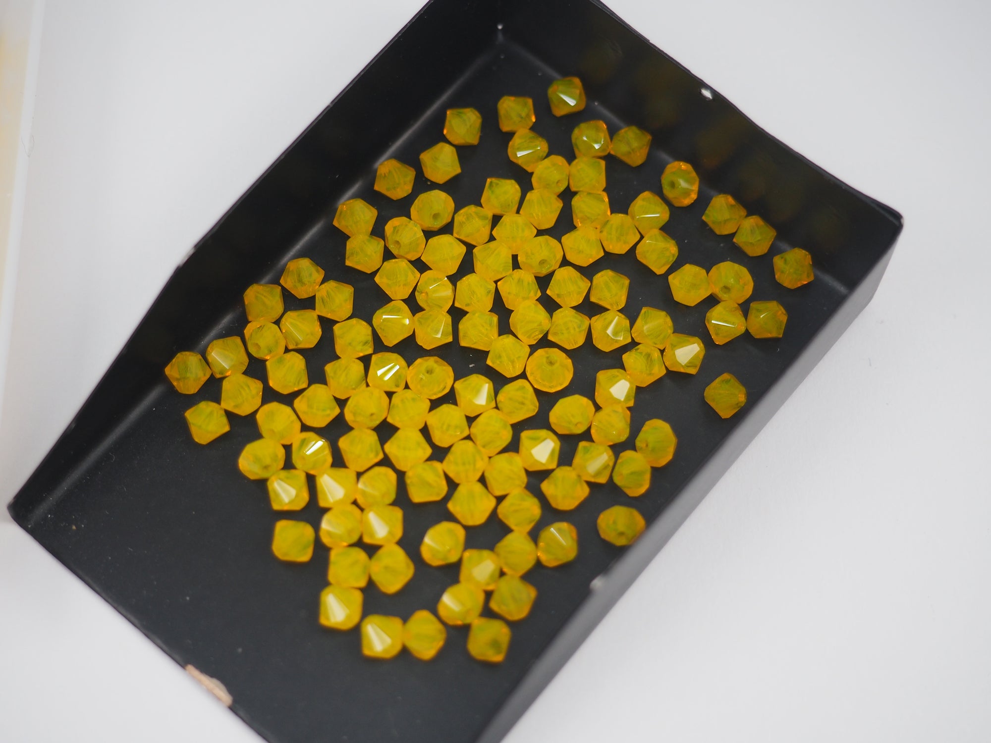 Citrine Opal, Czech Glass Beads, Machine Cut Bicones (MC Rondell, Diamond Shape), rich yellow OPAL crystals
