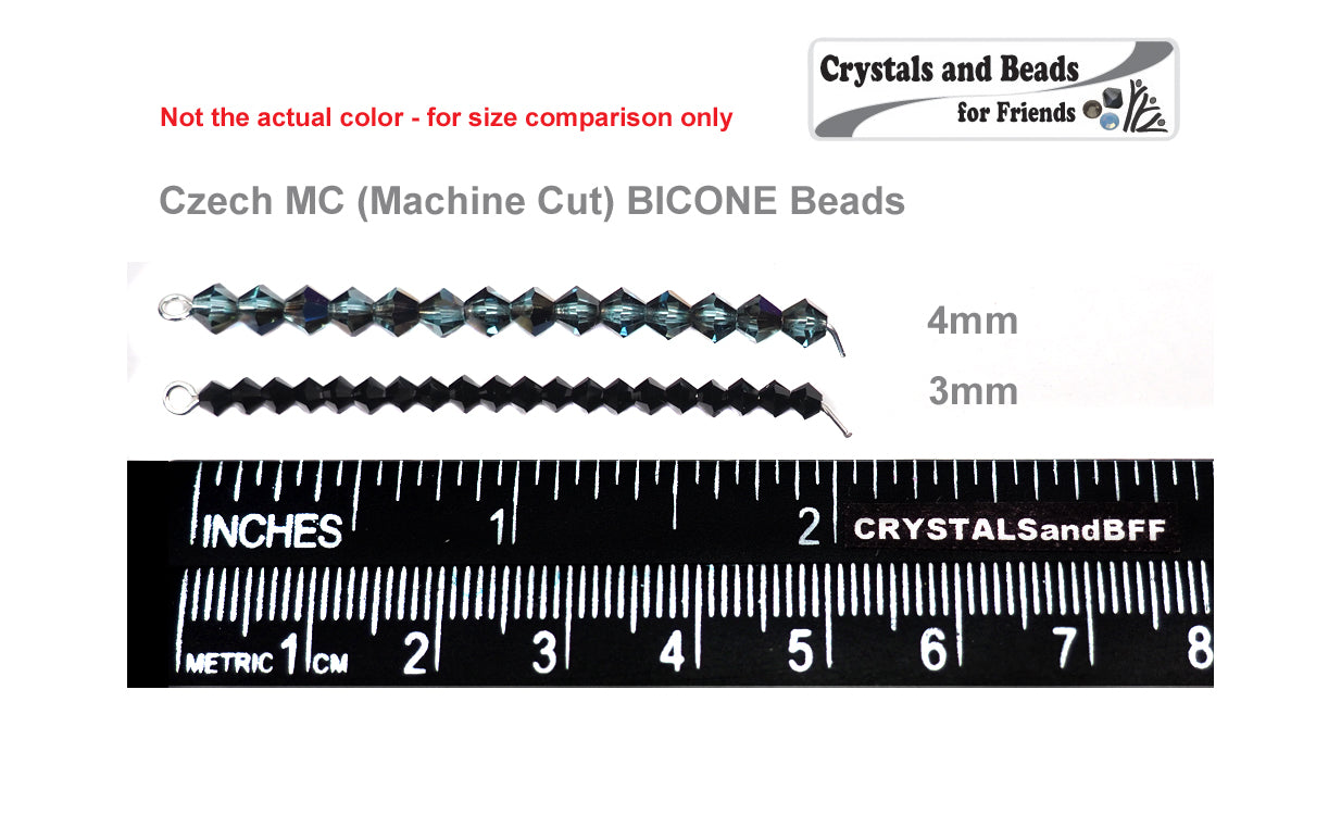 Siam Marvel-AB Czech Glass Beads Machine Cut Bicones (MC Rondell Diamond Shape) red crystals coated with RICH Aurora Borealis 4mm