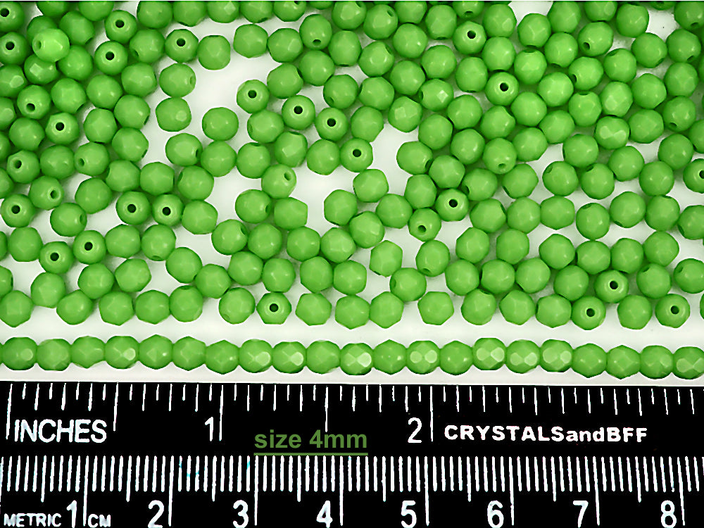 Green Opal, loose Czech Fire Polished Round Faceted Glass Beads, 4mm 600pcs