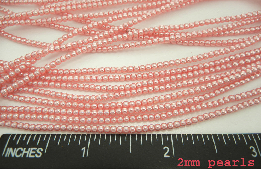 Czech Round Glass Imitation Pearls Pink Peach Pearl color 3mm 4mm