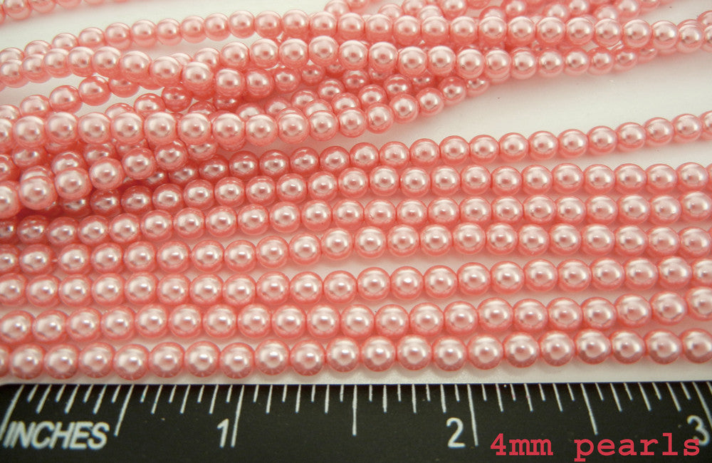 Czech Round Glass Imitation Pearls Pink Peach Pearl color 3mm 4mm