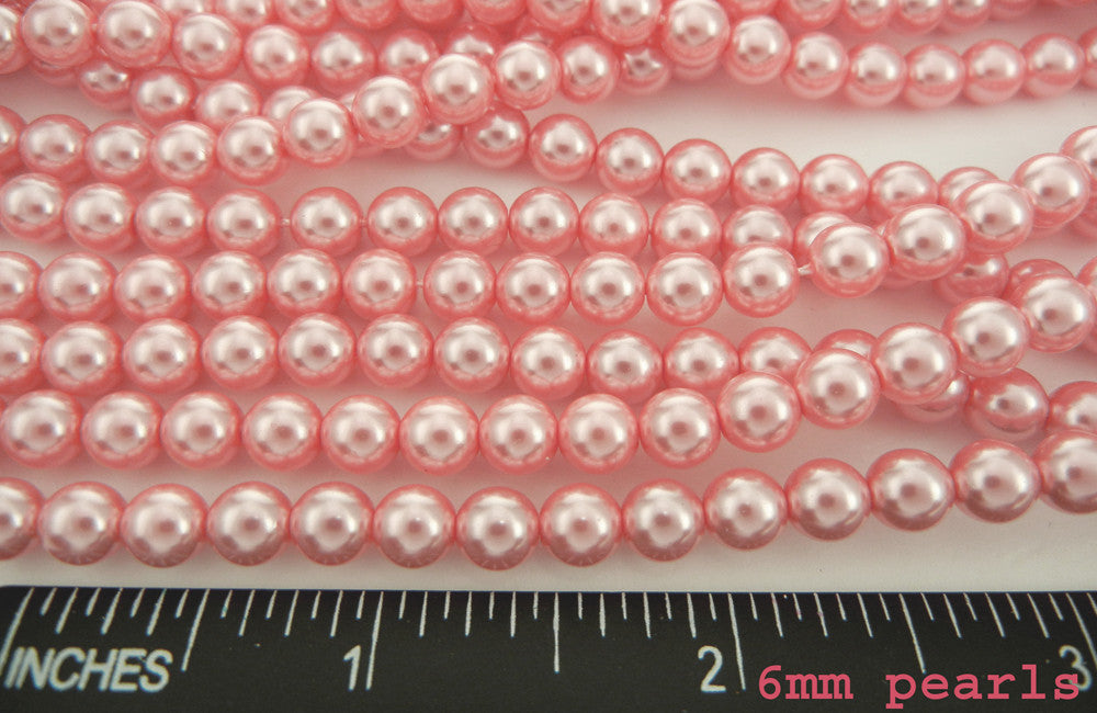 Czech Round Glass Imitation Pearls Pink Peach Pearl color 3mm 4mm