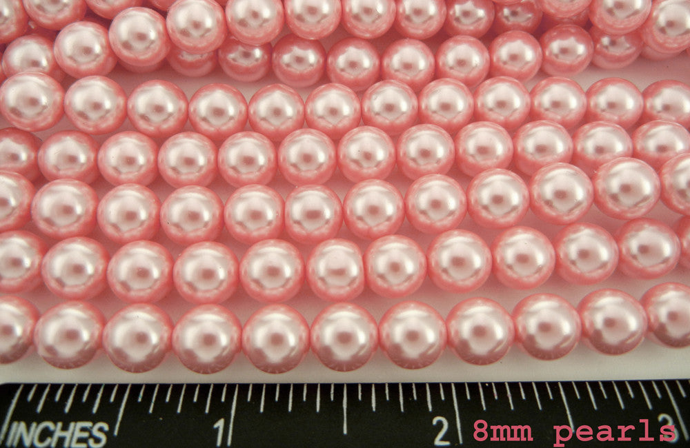 Czech Round Glass Imitation Pearls Pink Peach Pearl color 3mm 4mm