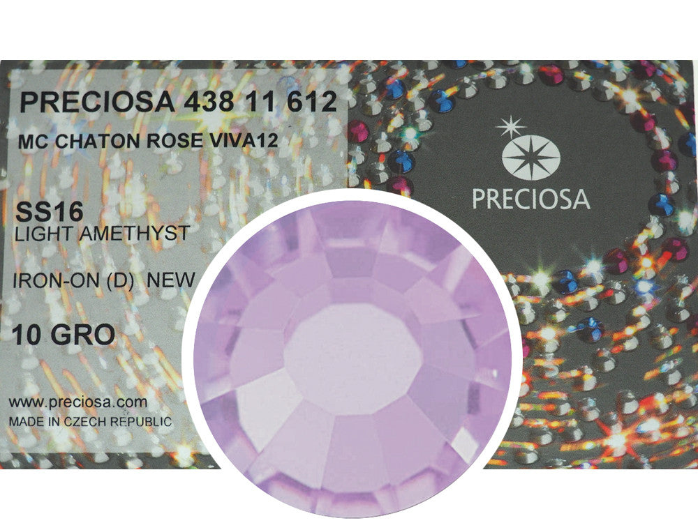 Light Amethyst HOTFIX, 1440 Preciosa Genuine Czech Crystals 16ss Viva12 Iron-on, ss16, 4mm
