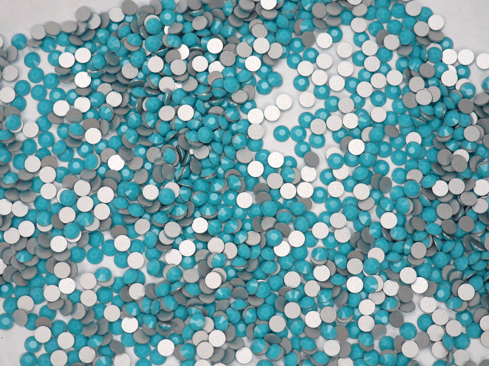 Turquoise opaque Preciosa VIVA or MAXIMA Chaton Roses (Rhinestone Flatbacks) Genuine Czech Crystals solid blue ss20