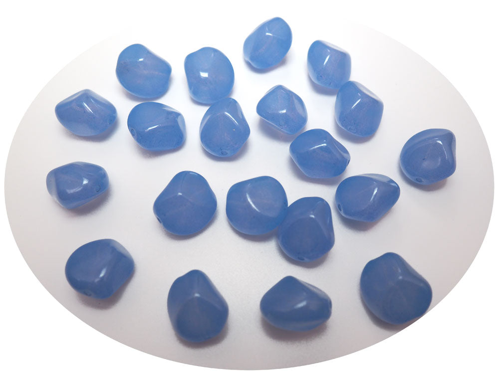 Crystal Milky Blue Luster coated, Preciosa Czech glass irregular chunky druk beads 16mm, 18pcs, zz 6