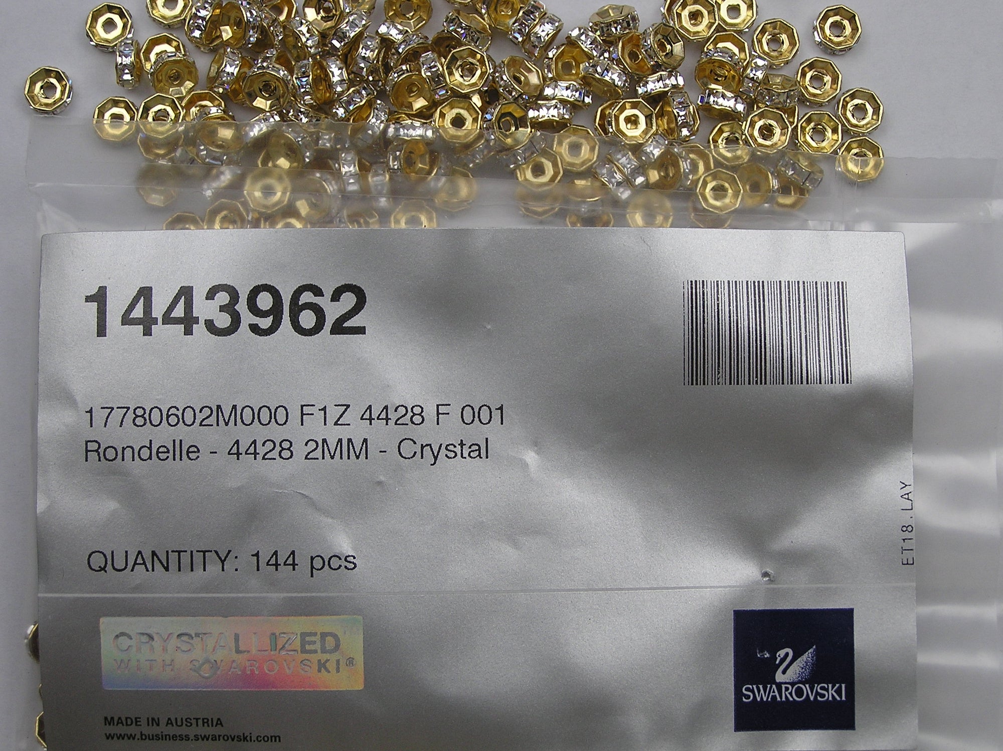 Swarovski Rhinestone Rondelles with Square Stones 6mm Crystal Clear Gold Plated J287