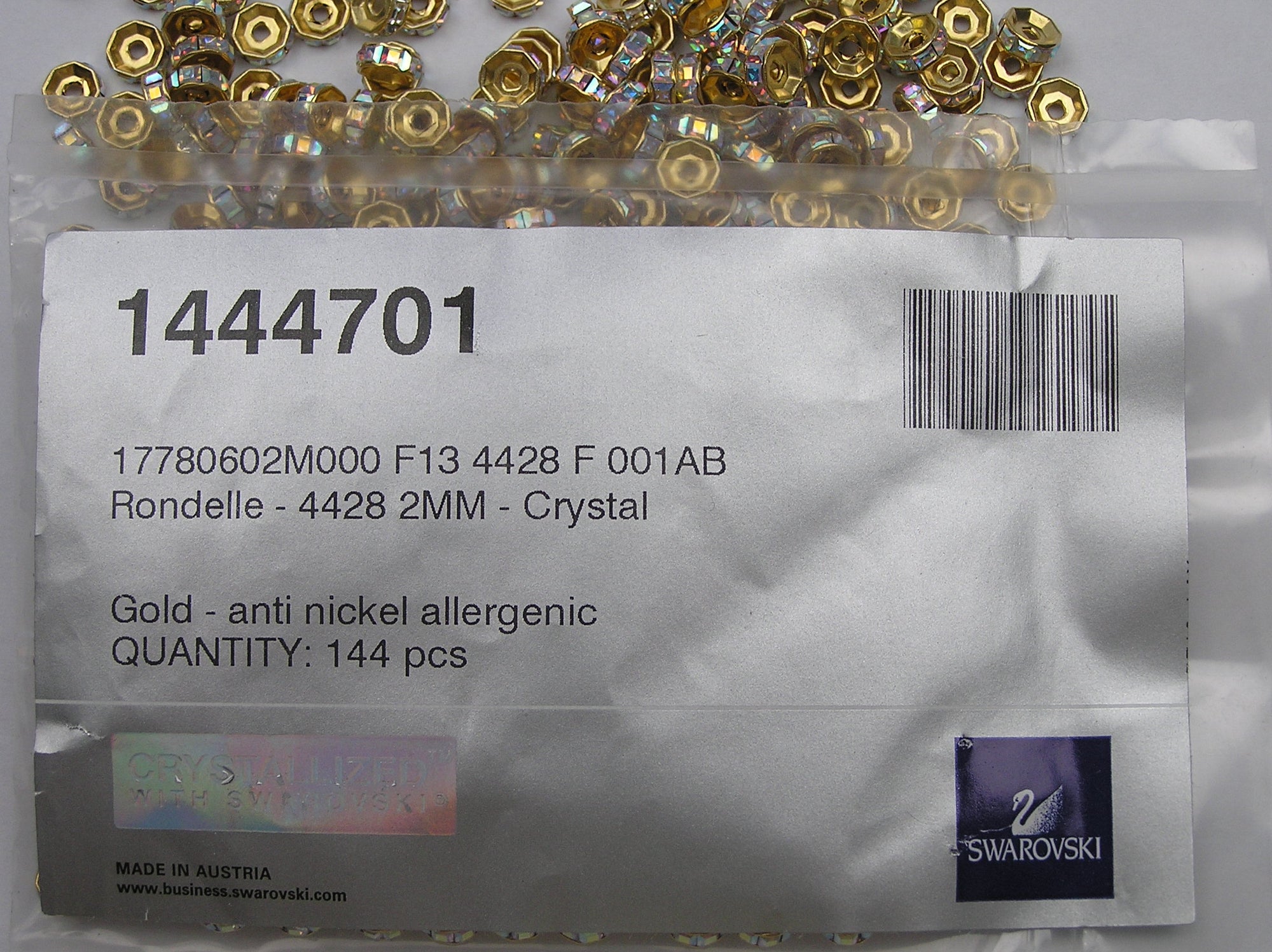 Swarovski Rhinestone Rondelles with Square Stones 6mm Crystal AB Gold Plated 12pcs J288