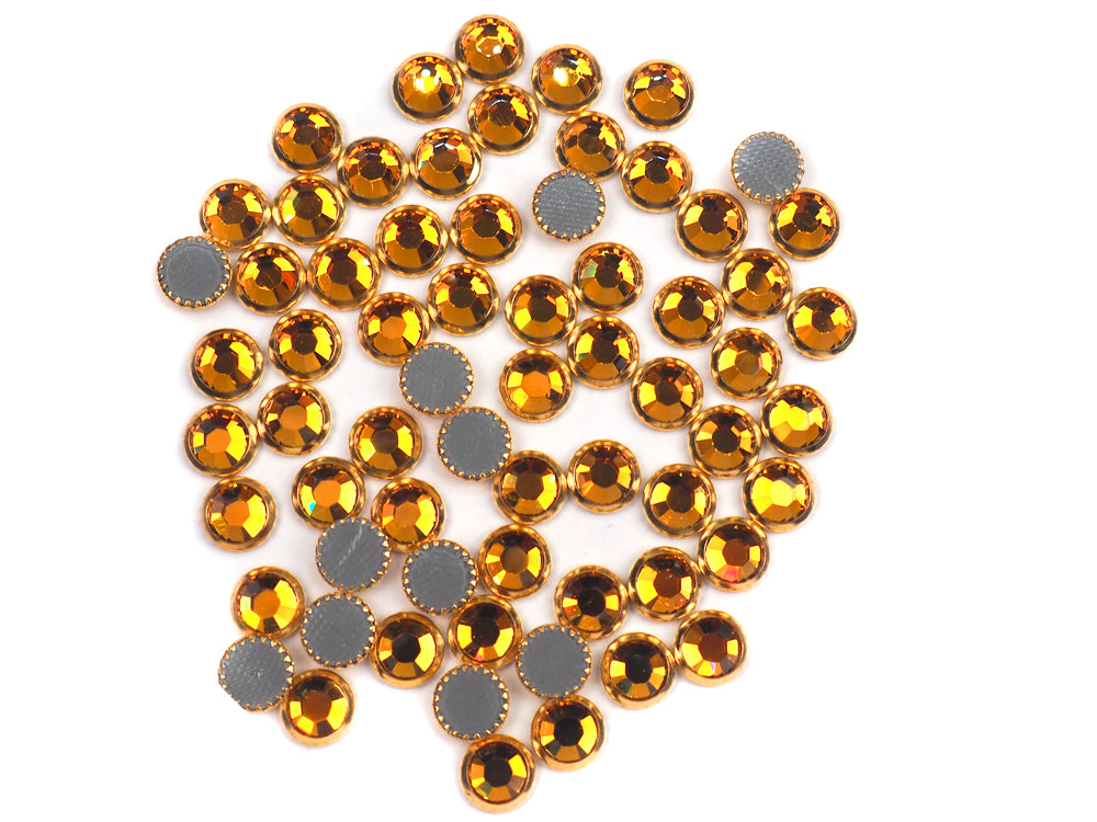 Swarovski Art.# 2029HF - Topaz GOLD Rimmed HotFix Rhinestone Flatbacks 7mm 34ss ss34 36pcs
