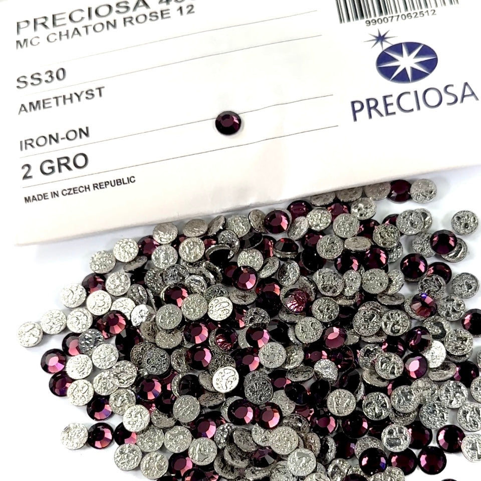 Amethyst HOTFIX Preciosa Genuine Czech Crystals 30ss 12-faceted Iron-on ss30 6.5mm purple 288 pcs