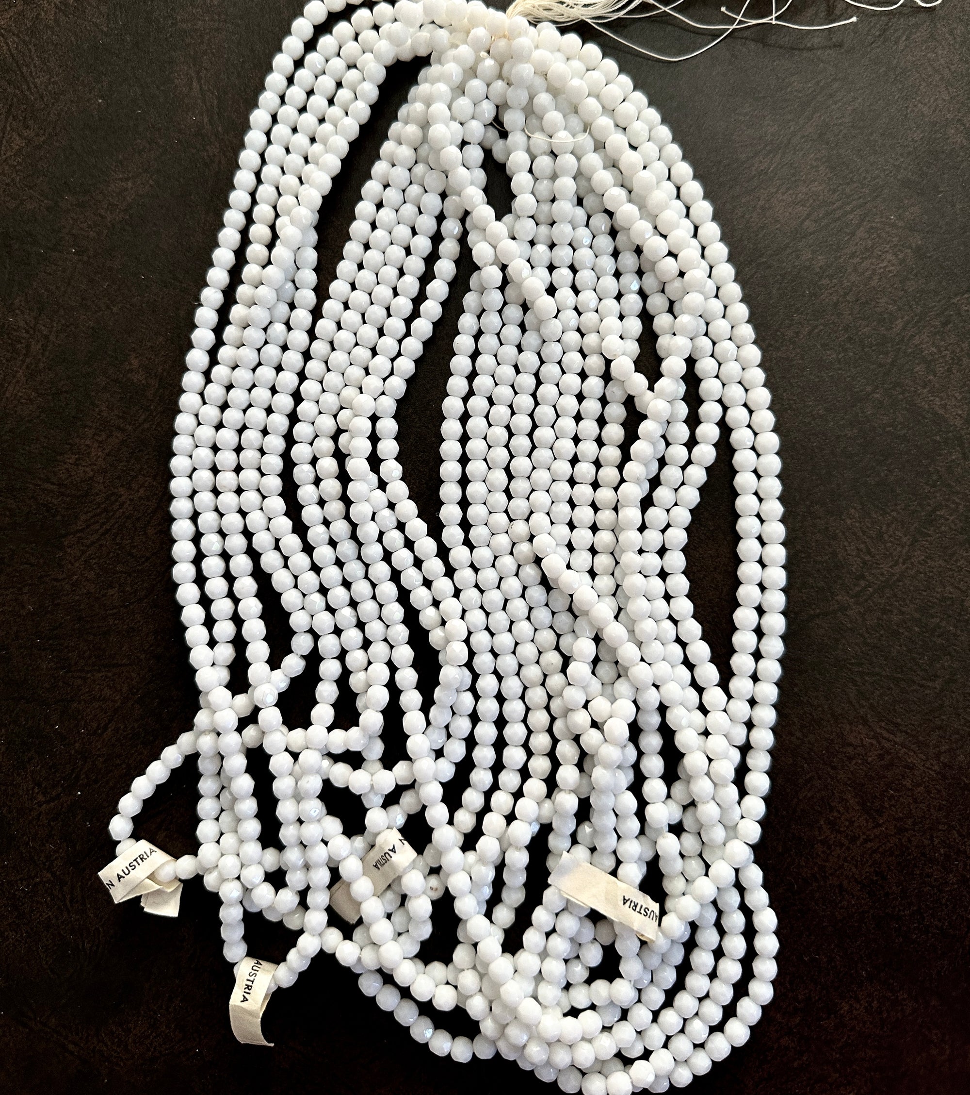 Vintage Austrian Round Faceted Beads 5mm ChalkWhite, mass bunch