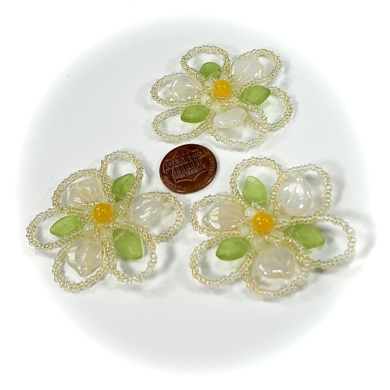 Czech Glass Beads 2 inch Flower Ornament Light Multi Combination 1 piece CA019