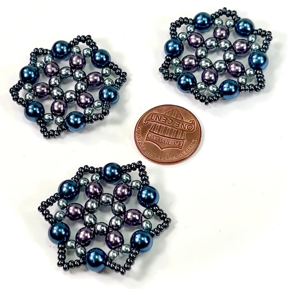 Czech Glass Beads 1.5 inch Snowflake Ornament Blue and Purple Color Combination 1 piece CA023