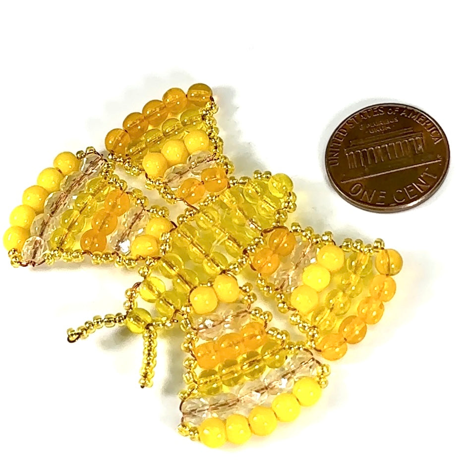 Czech Glass Beads 2.3 inch Butterfly Ornament Yellow Combination 1 piece CA036