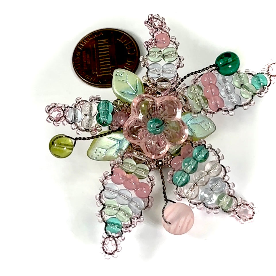 Czech Glass Beads 2.5 inch Flower 3D Ornament Pink and Light Pink Combination 1 piece CA037