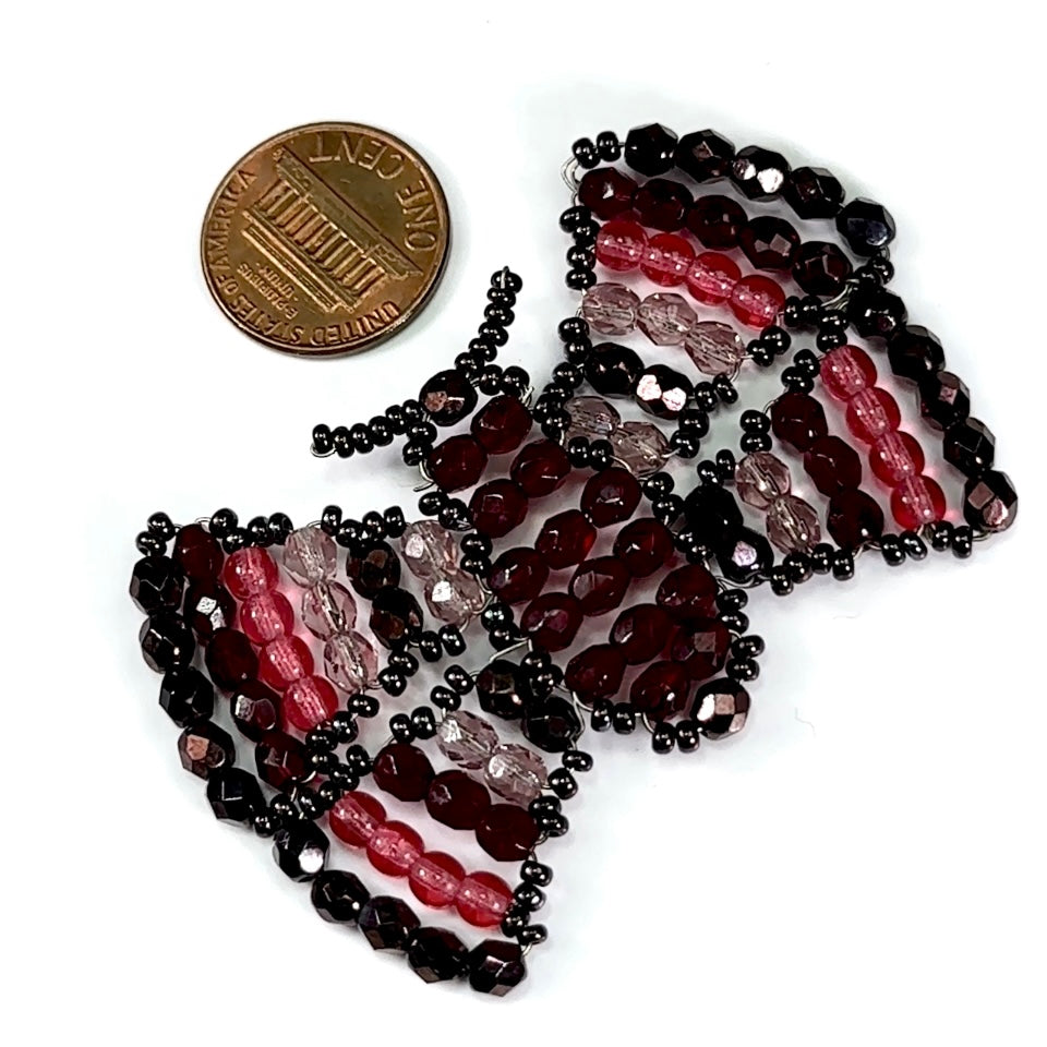 Czech Glass Beads 2.3 inch Butterfly Ornament Dark Red Combination 1 piece CA063