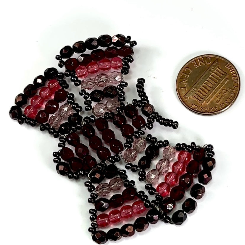 Czech Glass Beads 2.3 inch Butterfly Ornament Dark Red Combination 1 piece CA063