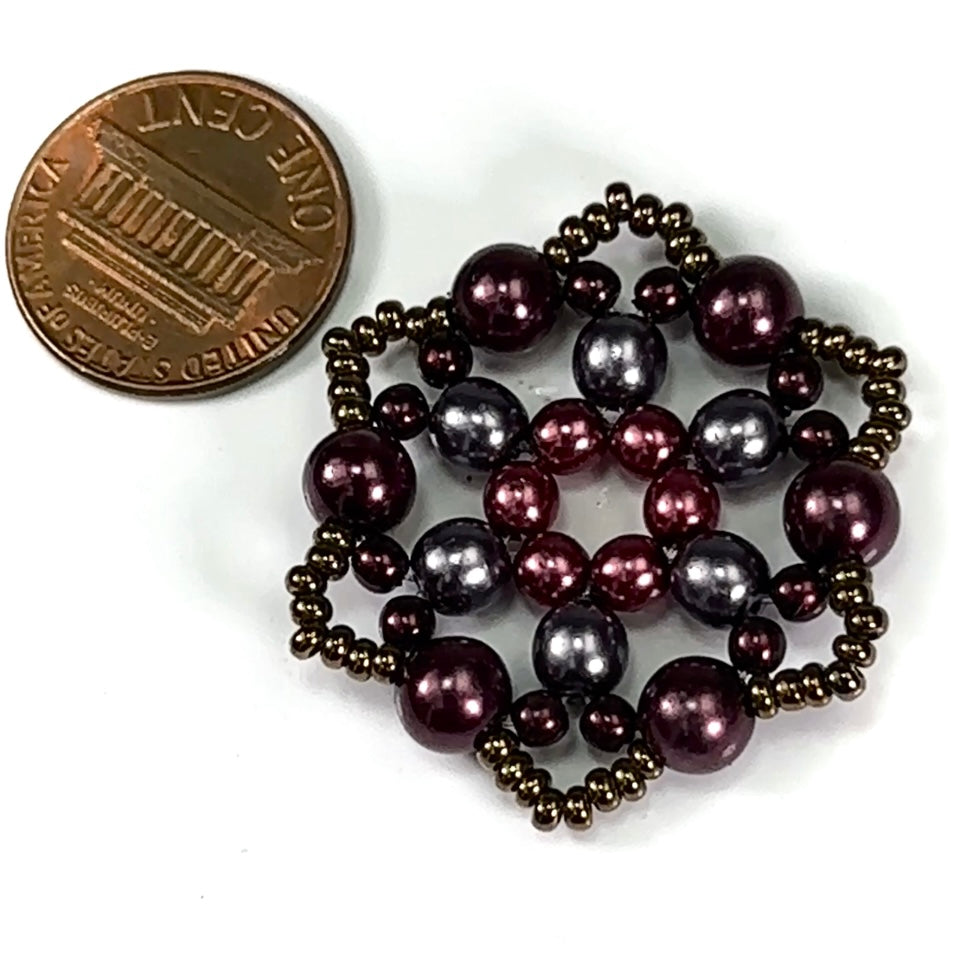 Czech Glass Beads 1.35 inch Snowflake Ornament Burgundy Multi Color Combination 1 piece CA079