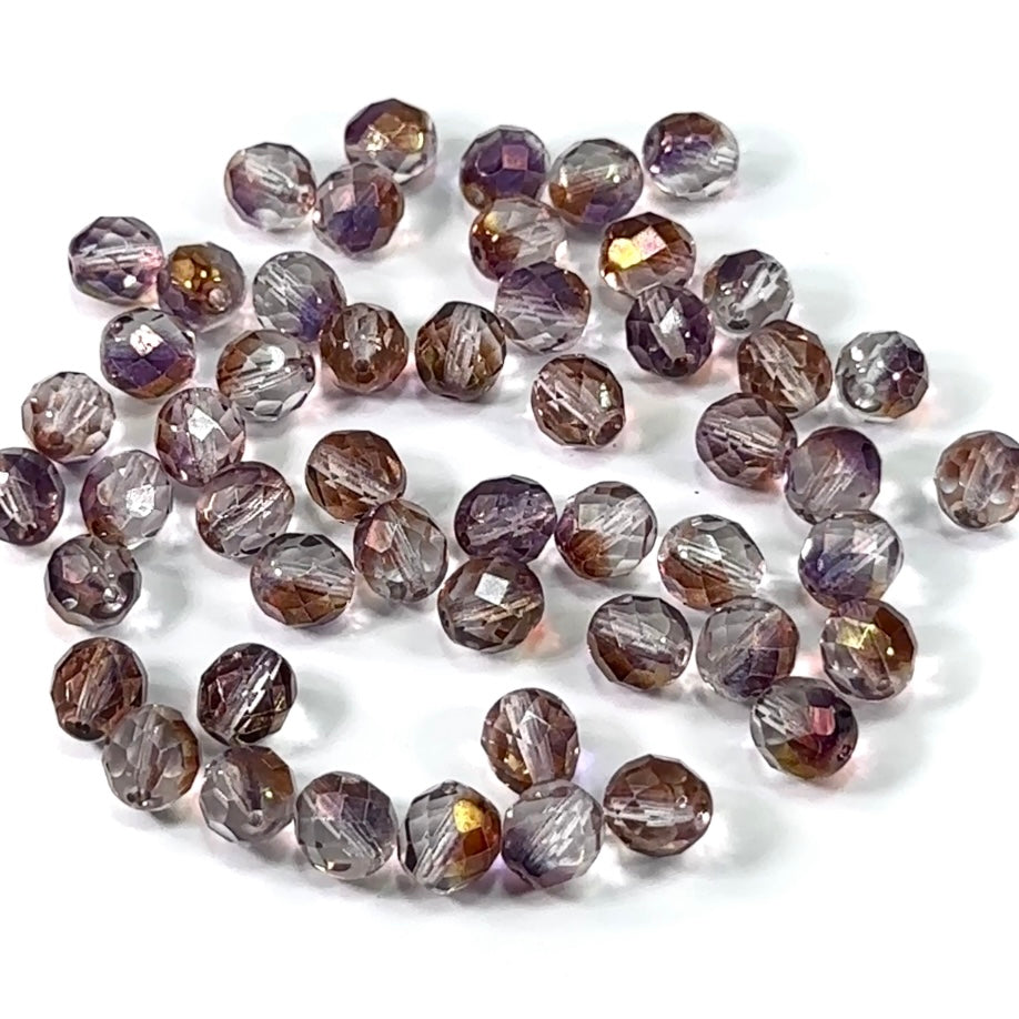Crystal Sunset Luster coated loose Traditional Czech Fire Polished Round Faceted Glass Beads 8mm 10mm 12mm