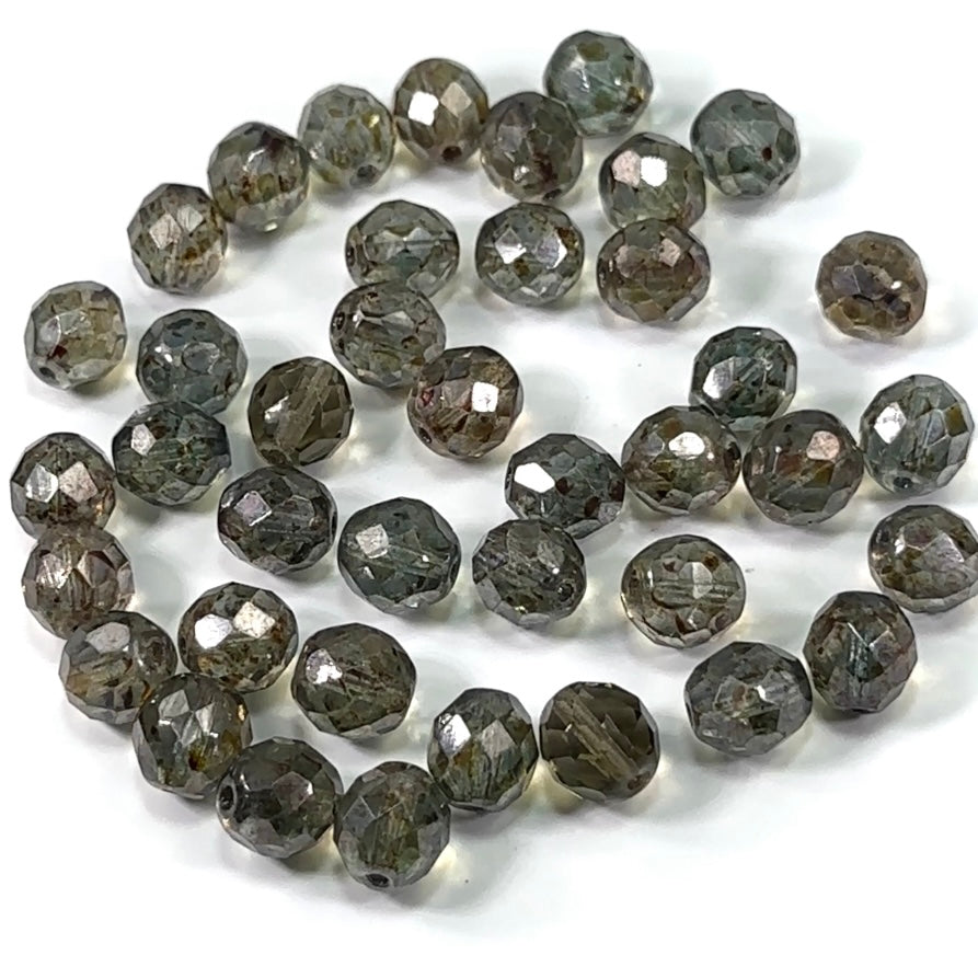 Crystal Brown Luster coated loose Traditional Czech Fire Polished Round Faceted Glass Beads 10mm 40pcs CF041