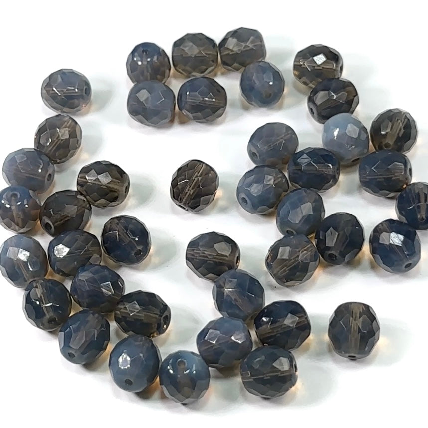 Gray Opal 2tone loose Traditional Czech Fire Polished Round Faceted Glass Beads 10mm 40pcs CF059