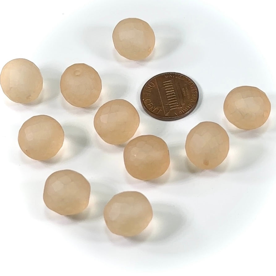 Crystal Beige Luster MATTED loose Traditional Czech Fire Polished Round Faceted Glass Beads 14mm 10pcs CF076
