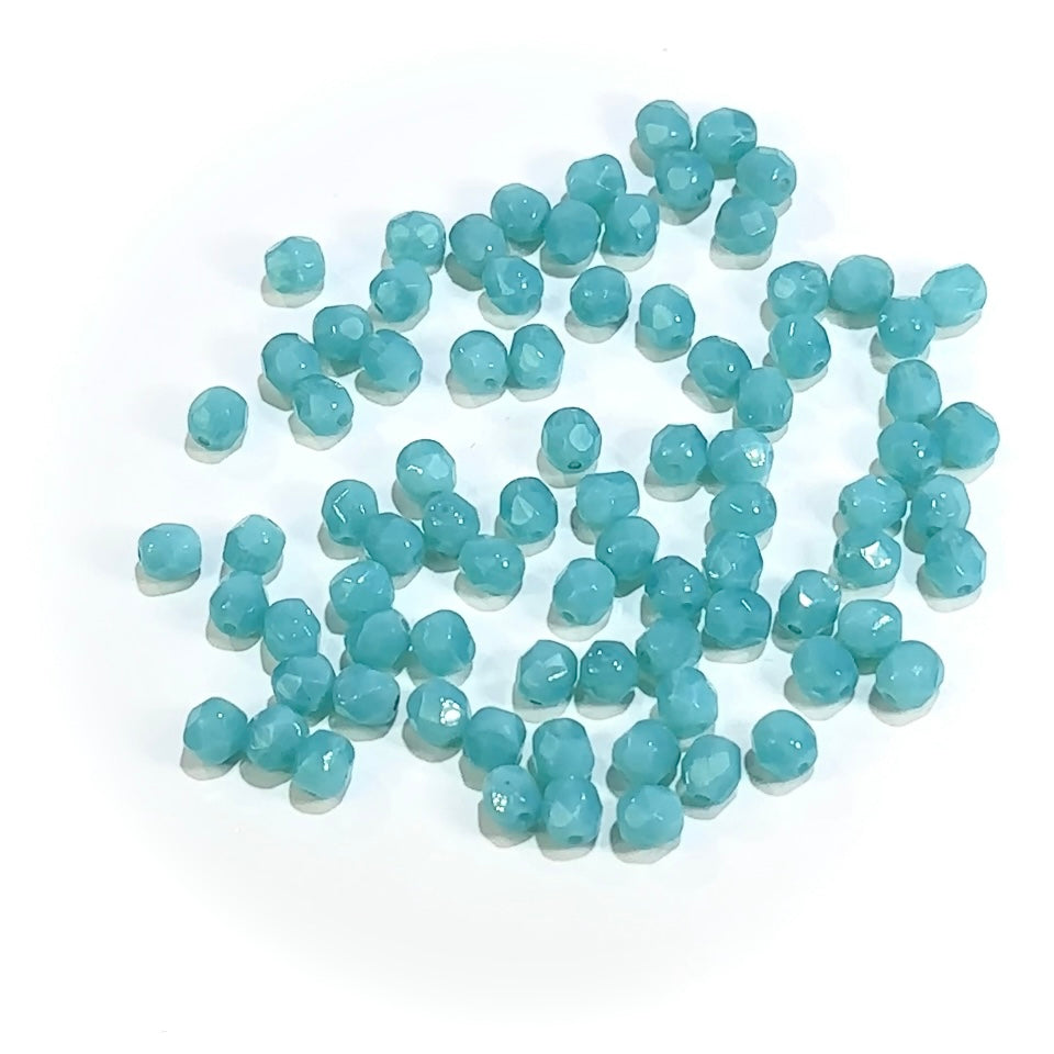 Aqua Opal milky loose Traditional Czech Fire Polished Round Faceted Glass Beads 8mm 10mm