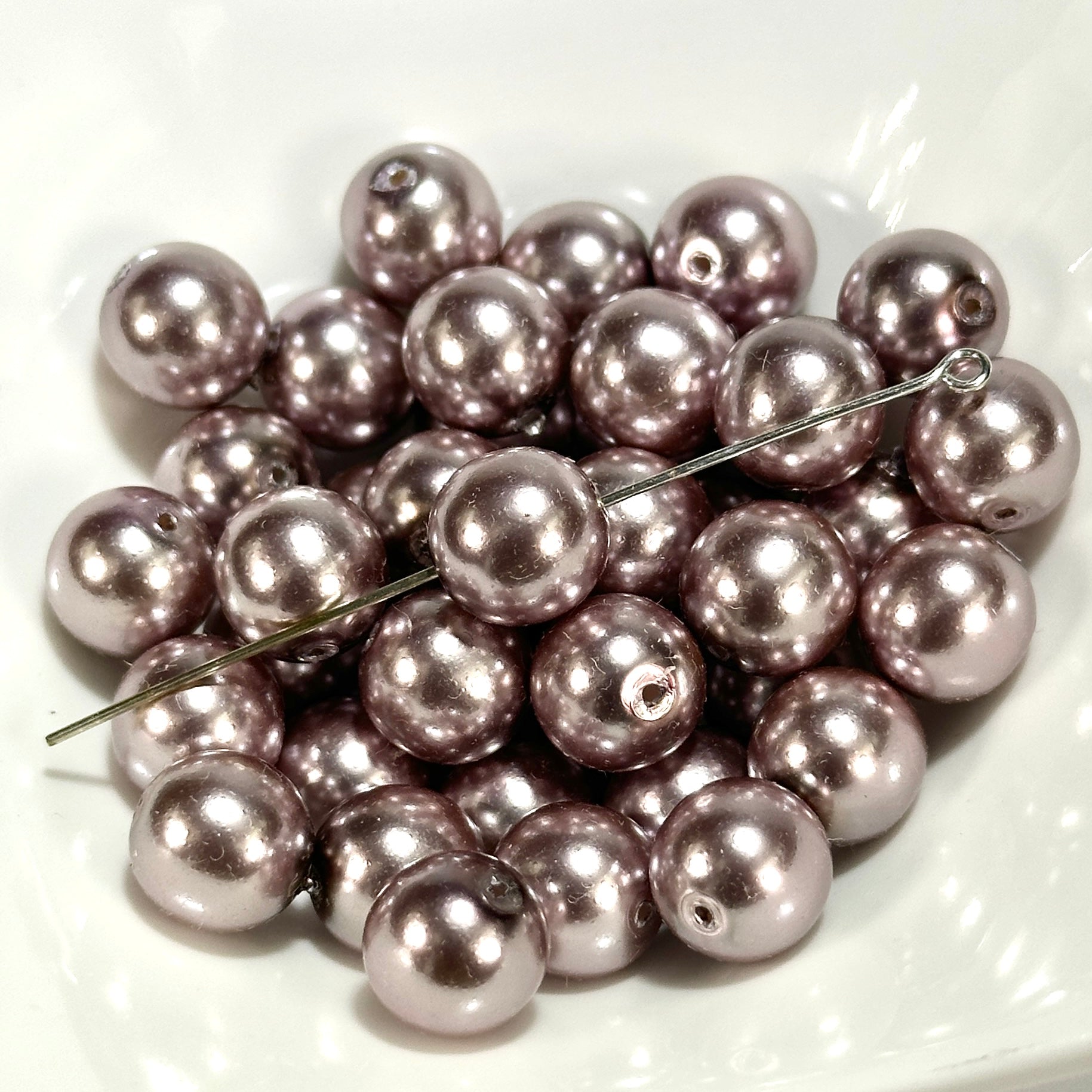 Czech Round Glass Imitation Pearls Pink Lavender Pearl color 10mm 40pcs CL1120