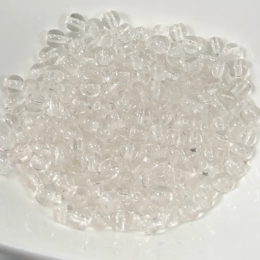 Czech Pressed Druk Round Smooth Glass Beads 4mm Crystal clear 300 pieces CL140