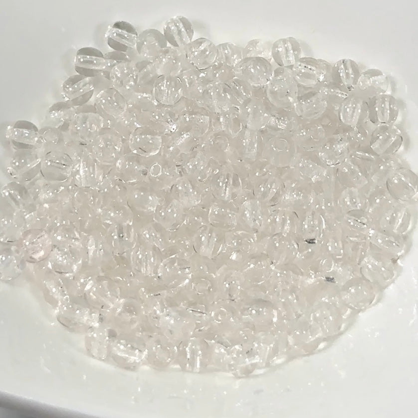 Czech Pressed Druk Round Smooth Glass Beads 4mm Crystal clear 100 or 300 pieces CL140