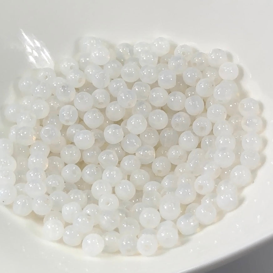 Czech Pressed Druk Round Smooth Glass Beads 4mm White Opal Milky 300 pieces CL141