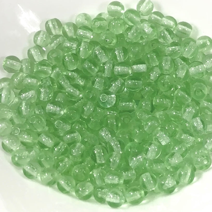 Czech Pressed Druk Round Smooth Glass Beads 4mm Light Green 300 pieces CL146