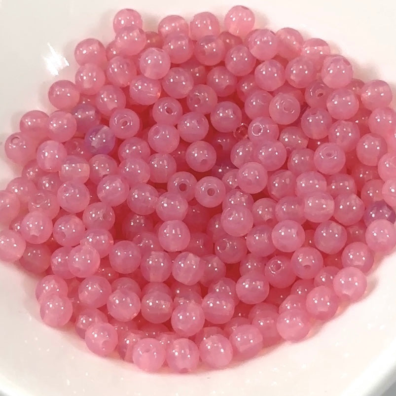 Czech Pressed Druk Round Smooth Glass Beads 4mm Pink Opal Milky 300 pieces CL151