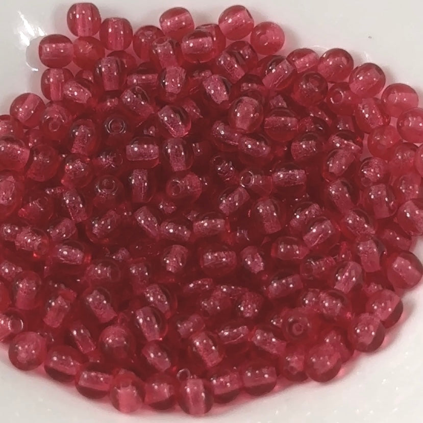 Czech Pressed Druk Round Smooth Glass Beads 4mm Red Fuchsia 300 pieces CL153