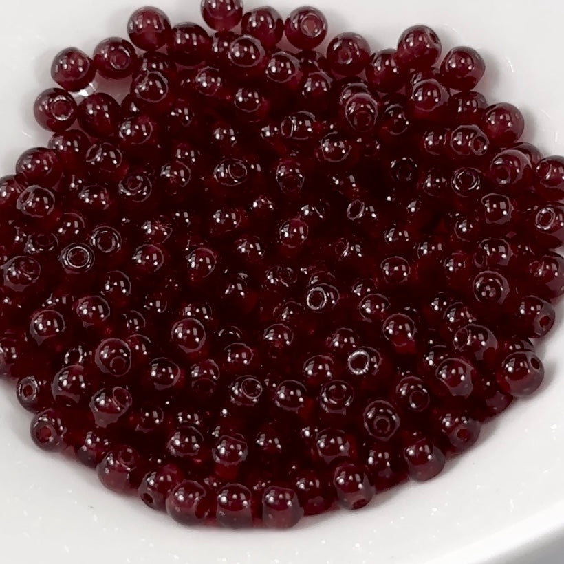 Czech Pressed Druk Round Smooth Glass Beads 4mm Garnet deep red 300 pieces CL155