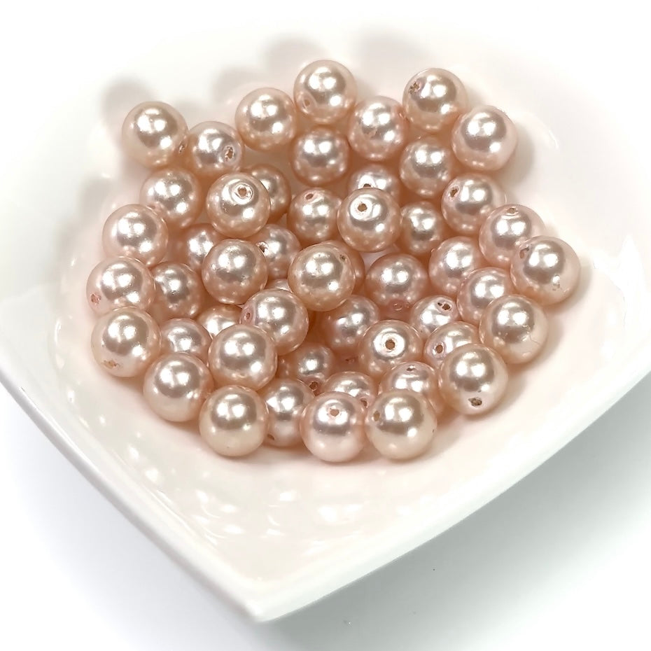Czech Round Glass Imitation Pearls Pink Cream Pearl color 8mm 10mm 14mm