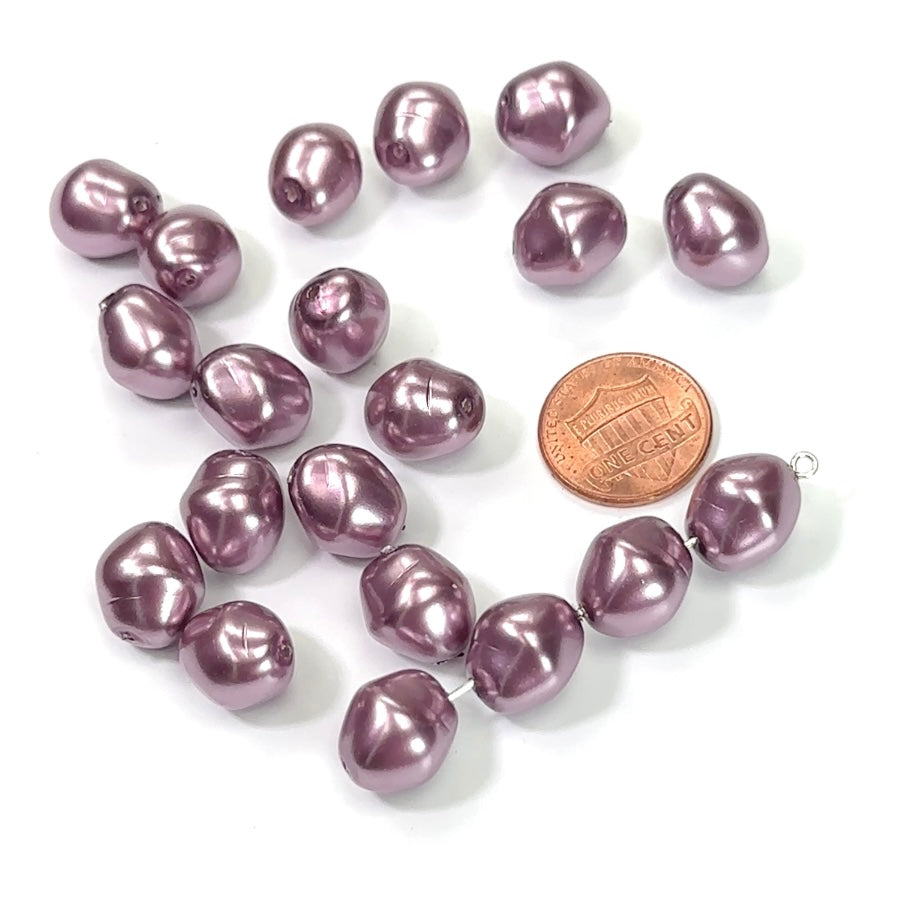 Czech Baroque Glass Pearls 13x11mm Lavender color 20 pieces CL160
