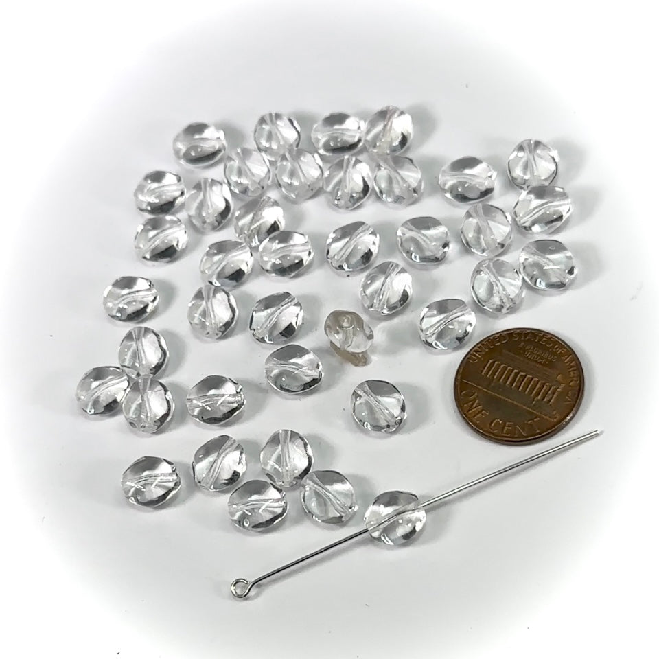 Czech Pressed Druk Fancy Glass Beads 9x8mm Crystal clear 40pcs CL242