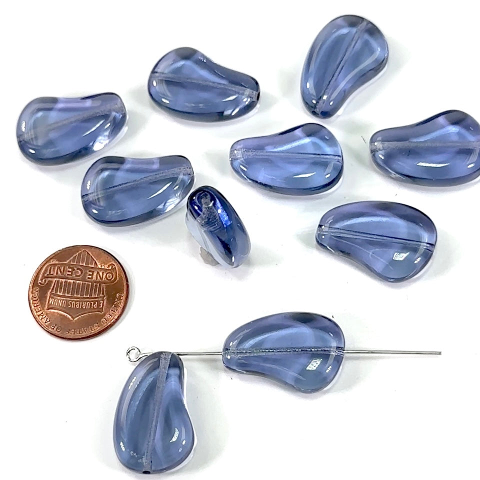 Czech Pressed Druk Glass Beads Flat Fancy 22x15mm Lavender 10 pieces CL292