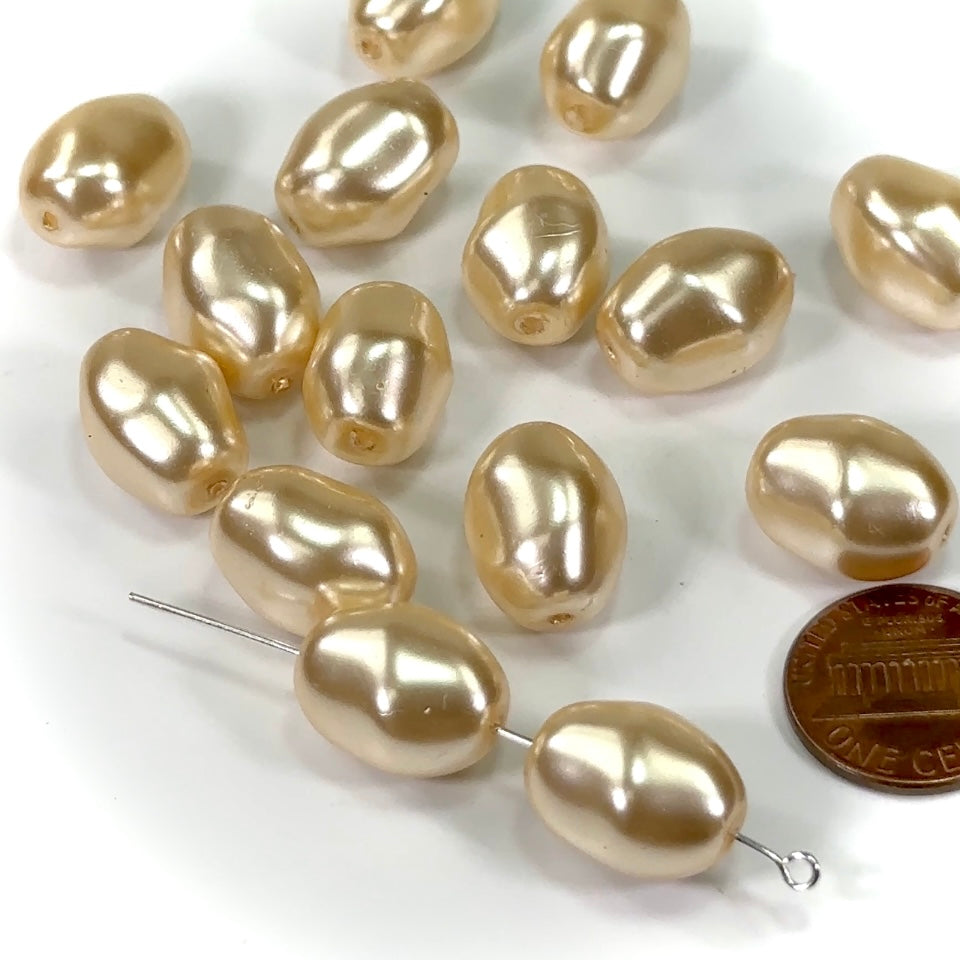 Czech Fancy Large Baroque Glass Pearls 16x12mm Cream color 15 pieces CL299