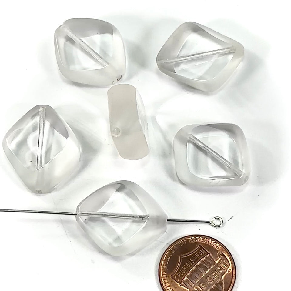 Czech Pressed Druk Glass Beads Chunky Flat Fancy 23x20mm Crystal clear 6 pieces CL341